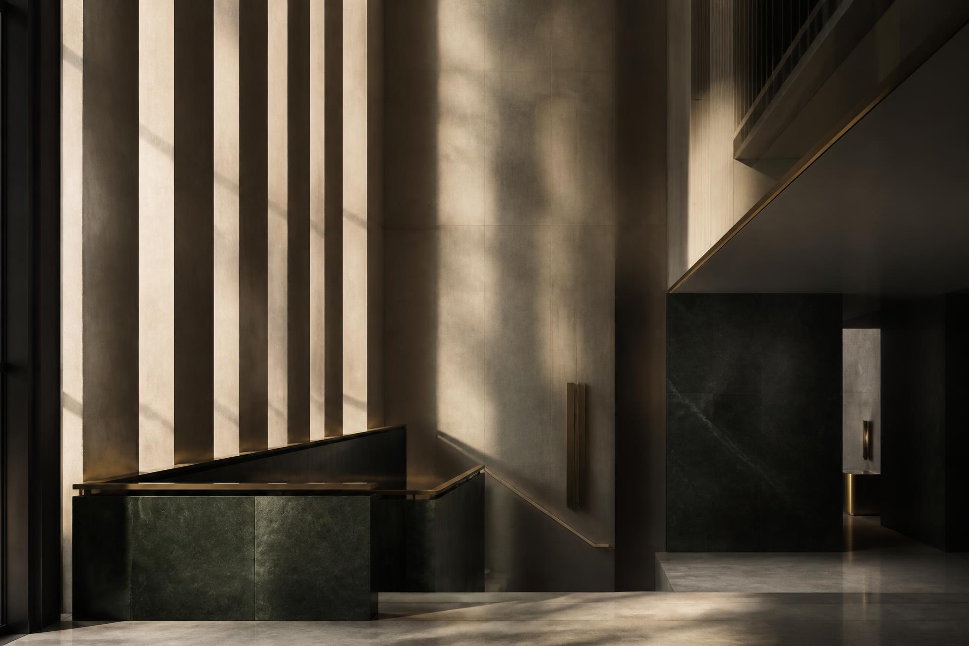 Light falling through the atrium of a contemporary Johannesburg office building